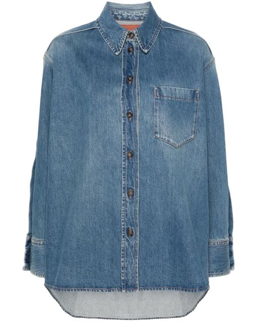 Victoria Beckham プリーツ デニムシャツ Blue