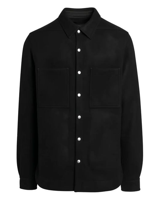 Rick Owens Black Button-Fastening Pocket Shirt Jacket for men