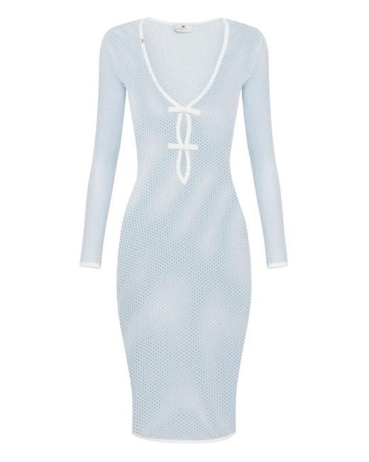 Elisabetta Franchi Blue Open-Knit Midi Dress