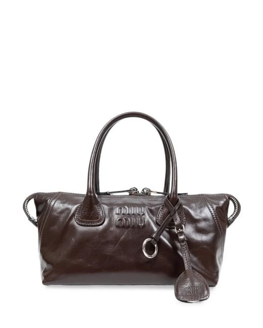 Miu Miu Brown Shiny Leather Handbag