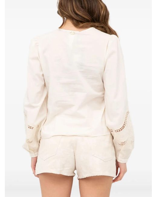 Twinset Natural Bestickte Bluse
