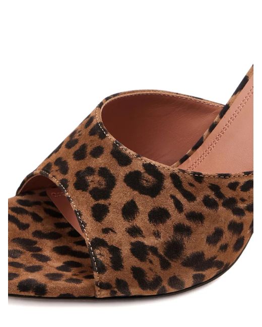 AMINA MUADDI レオパード サンダル 95mm Brown