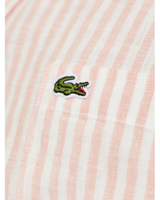 Lacoste Button-Down Gestreept Overhemd in het White voor heren