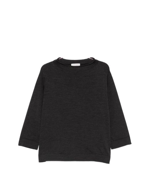 Liviana Conti Black Boat-Neck Sweater