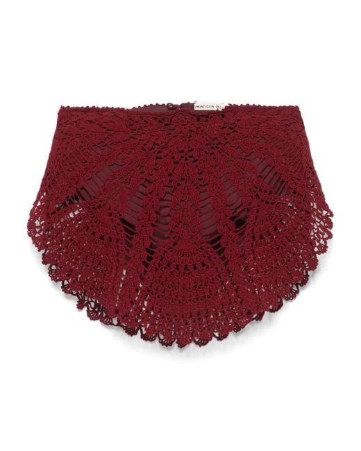 Magda Butrym Red Padded-Hip Crochet Mini Skirt