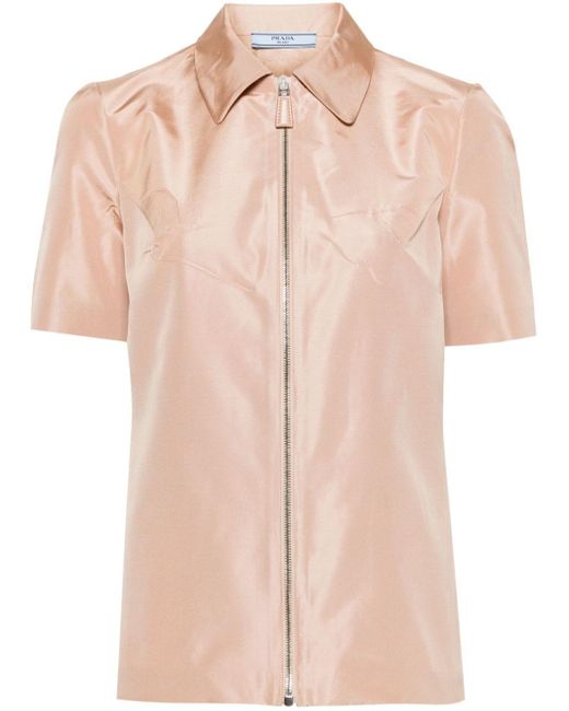 Prada Enamel logo Blouse in Pink Lyst UK