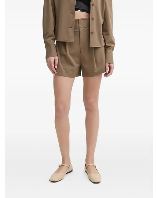 Isabelle Blanche Natural Pleated High-Waisted Shorts