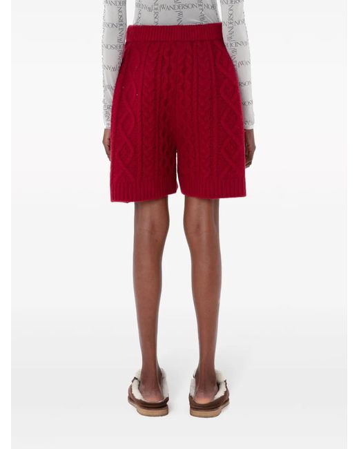 J.W. Anderson Red Cable-Knit Shorts