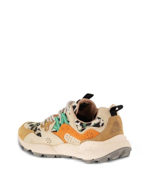 Flower Mountain Natural Yamano 3 Floral-Motif Sneakers