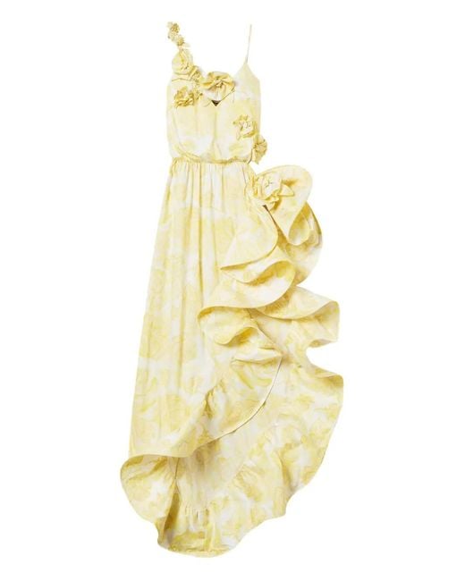 Twinset Metallic Floral-Print Ruffled Dress