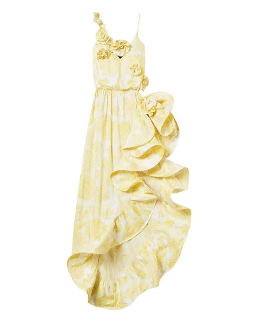 Twinset Metallic Floral-Print Ruffled Dress