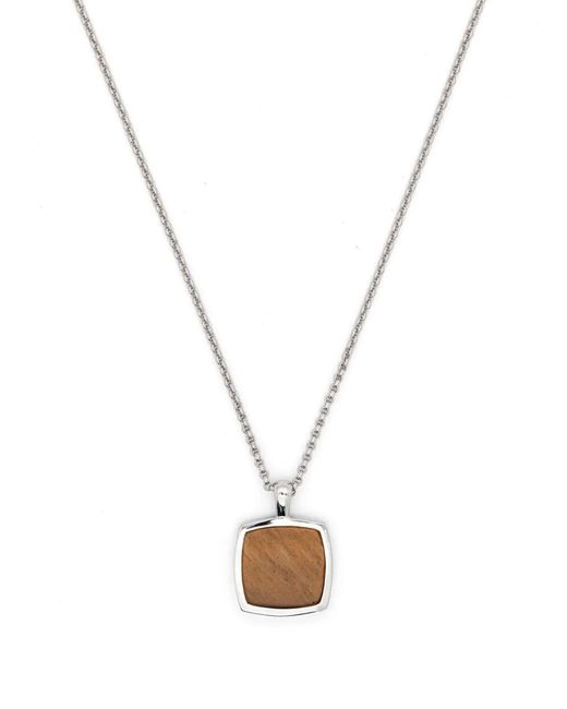 Tom Wood Metallic Cushion Pendant Tiger Eye Necklace