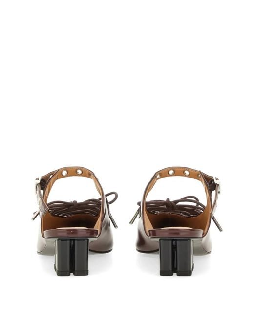 Ganni Brown Mules À Détails D'Œillets Et De Lacets