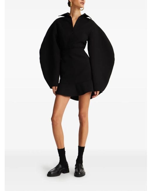 ROTATE BIRGER CHRISTENSEN Black Balloon-Sleeve Shirt