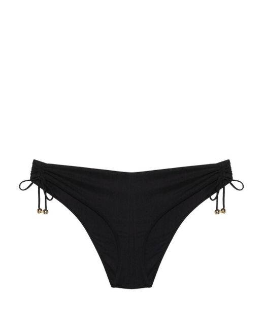 La Perla Black Gathered-detail Bikini Bottoms