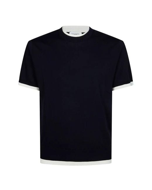 Paolo Pecora Black Contrasting-Trim T-Shirt for men