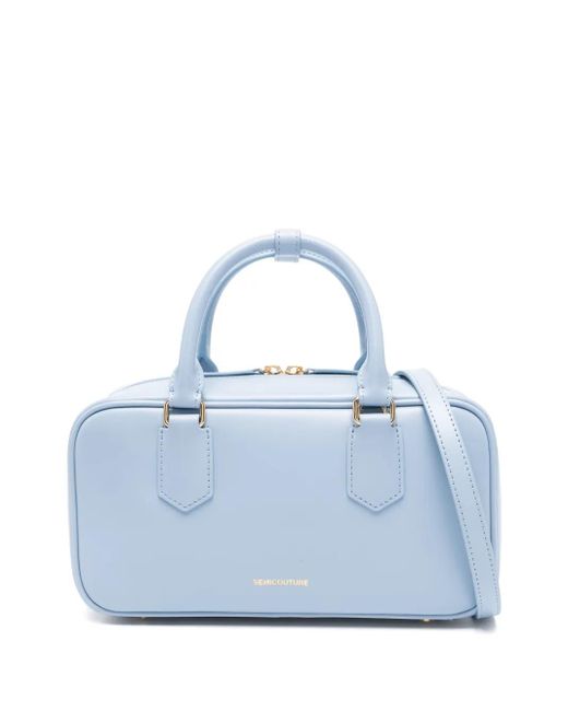 Semicouture Blue Logo-Debossed Tote Bag