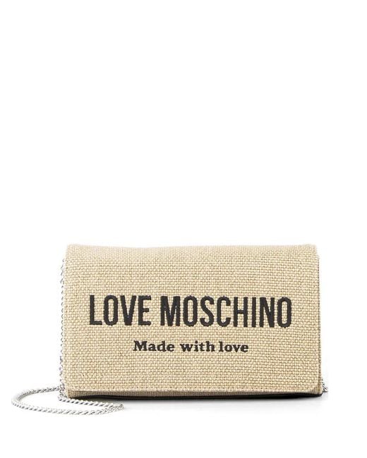 Love Moschino Natural Logo-Detail Chain-Strap Shoulder Bag