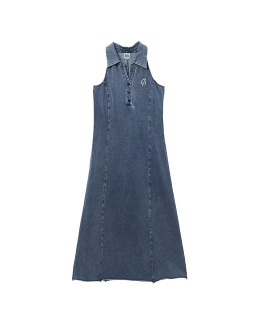 B+ AB Blue Halterneck Logo-Embellished Dress