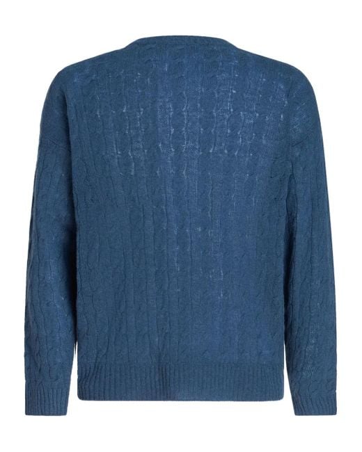Etro Blue Cable-Knit Cashmere Jumper for men