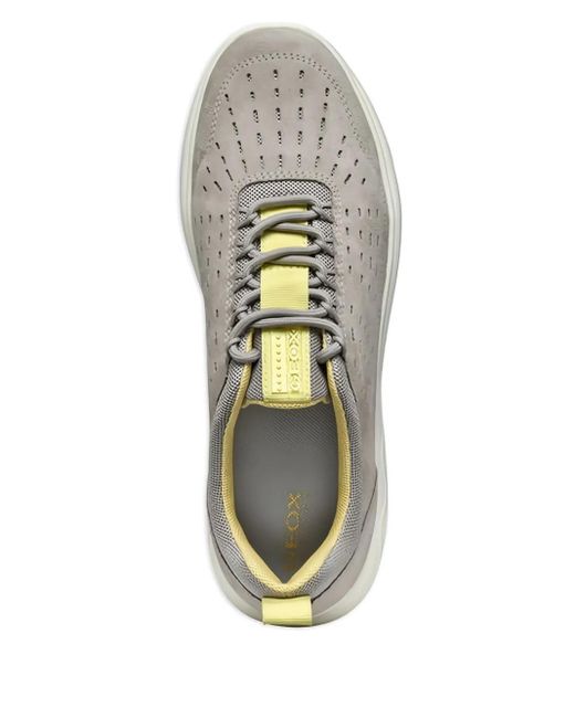 Geox Gray Spherica Perforated-Detail Sneakers