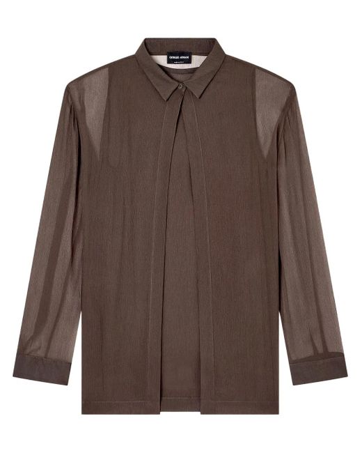Giorgio Armani Brown Double-Layer Silk Top
