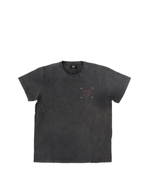 HTC Black Distressed-Effect Back-Print T-Shirt for men