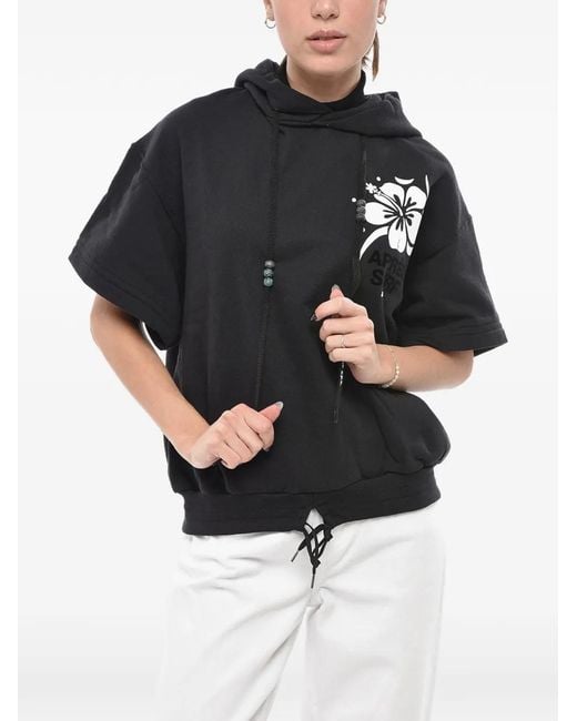 APRÈS SURF Black Logo-Print Short-Sleeve Hoodie