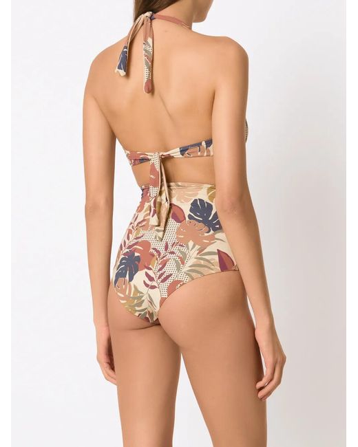 Amir Slama Multicolor Palm Leaf Print High-Rise Bikini