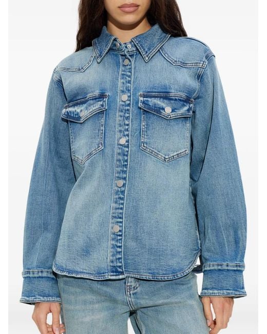 Gestuz Blue Buttoned Pocketed Denim Jacket