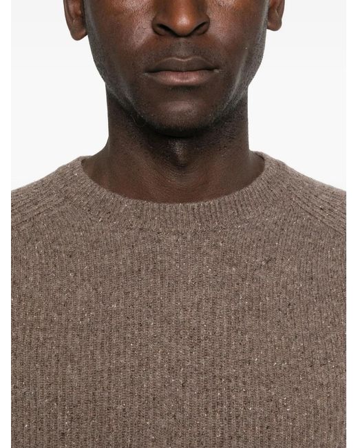 Woolrich Brown Ribbed Crew-Neck Sweater for men