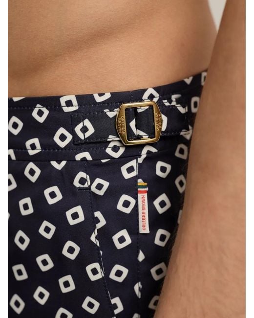 Orlebar Brown Blue Mid-Length Lumina Print Swim Shorts for men