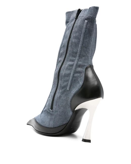 Mugler Blue 110Mm Pointed-Toe Ankle Boots