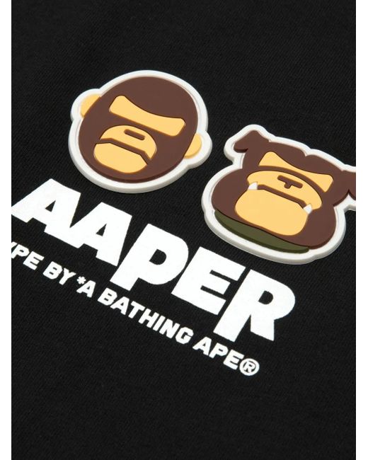Aape By A Bathing Ape Black Monkey-Head Logo Long-Sleeve T-Shirt for men