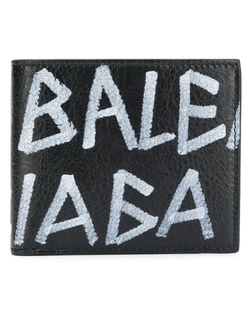 Balenciaga Black Graffiti Square Wallet for men