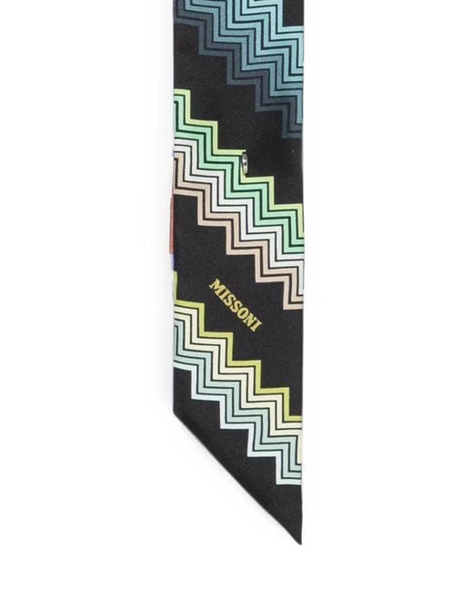 Missoni White Zigzag Skinny Scarf