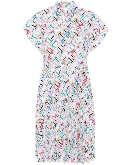 Tommy Hilfiger White Th-monogram Midi Shirt Dress