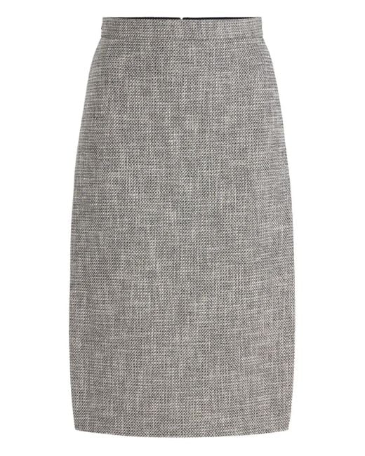 Elisabetta Franchi Gray Tweed Side-Split Midi Skirt