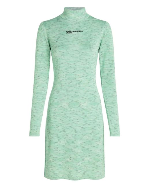 Karl Lagerfeld Green Long-Sleeve Mock-Neck Midi Dress