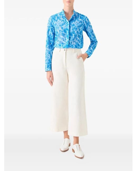 Akris Blue Blouse À Imprimé Whitecaps