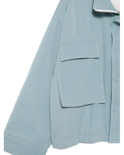 Bonsai Blue Pocket-Detail Zip-Front Jacket for men