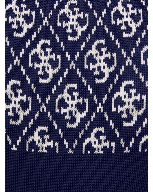 Guess Blue Haut Sans Manches À Motif Monogrammé