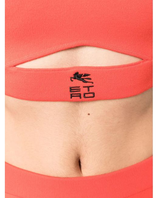 Vestido de punto fino con logo bordado Etro de color Red