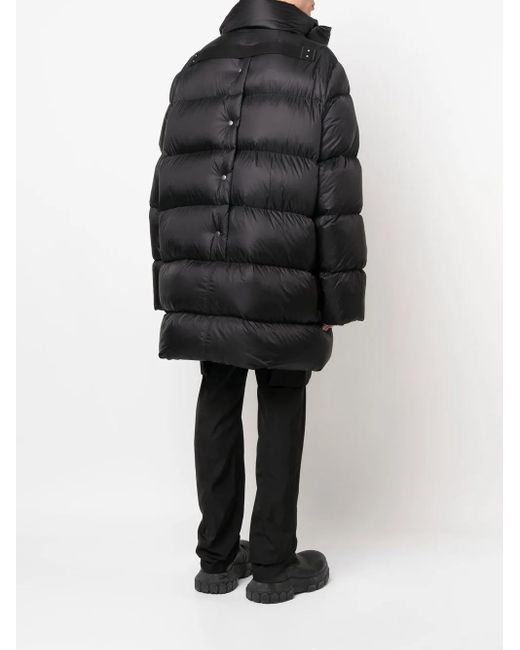 Rick Owens Black Hooded Padded Jacket for men