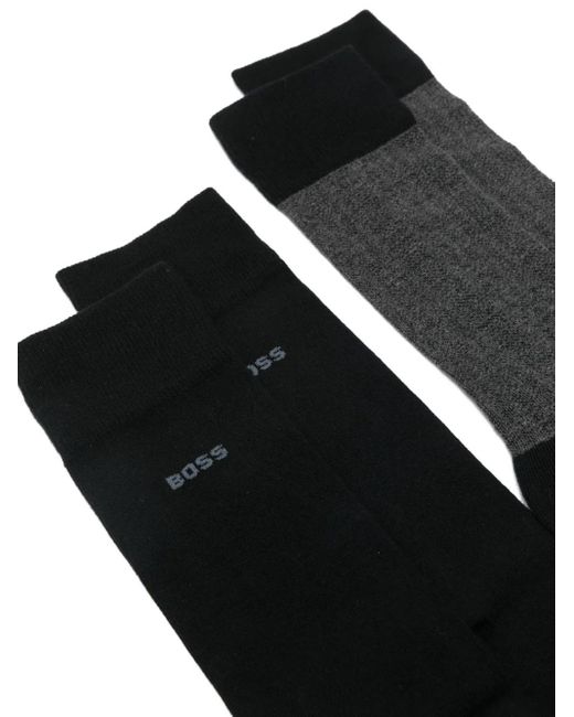 Boss Black Logo-Detail Socks (Pack Of Two) for men