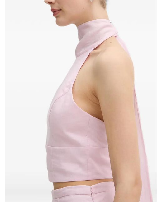 Bardot Pink Halterneck Tie-Fastening Top