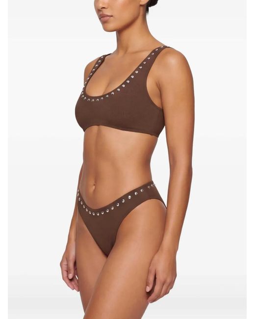 Let's Swim Brown Studded Bikini Top