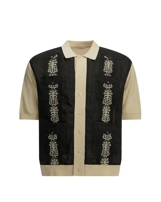 Kapital Black Embroidered Panelled Shirt for men