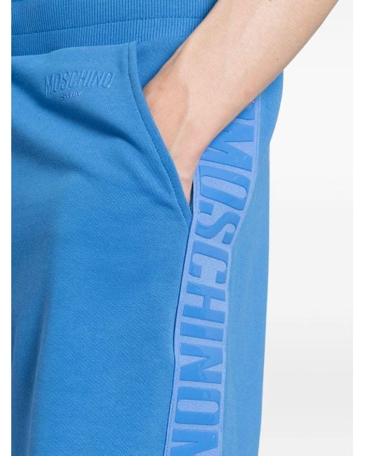 Moschino Blue Logo-print Cotton Shorts for men