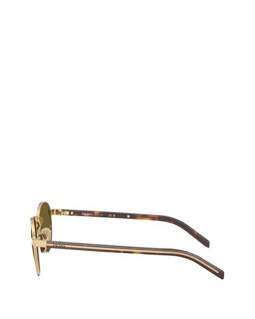 Prada Green Round-Frame Logo-Plaque Sunglasses